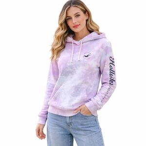 Hollister EUD Tie-Dye Southern California Hoodie Pink White Grey Size L Spring